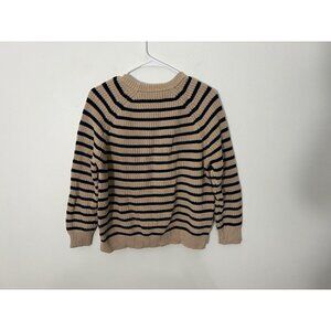 Demylee Phoebe Stripe Cotton Sweater In Cream/Navy Size Large
